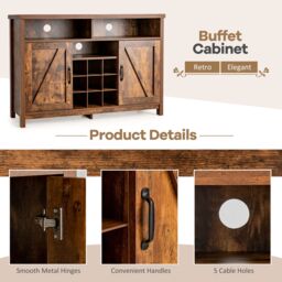 Costway Buffet Storage Cabinet Farmhouse Sideboard w/9-Bottle Wine Rack-Coffee in Dark Brown - thumbnail 5