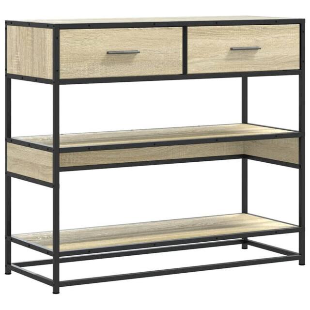 Berkfield Home Console Table Sonoma Oak 90x35x80 cm Engineered Wood in Light Beige - Size: 90 x 35 x 80 cm - image 1