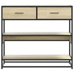 Berkfield Home Console Table Sonoma Oak 90x35x80 cm Engineered Wood in Light Beige - Size: 90 x 35 x 80 cm - thumbnail 4