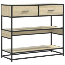 Berkfield Home Console Table Sonoma Oak 90x35x80 cm Engineered Wood in Light Beige - Size: 90 x 35 x 80 cm