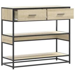 Berkfield Home Console Table Sonoma Oak 90x35x80 cm Engineered Wood in Light Beige - Size: 90 x 35 x 80 cm - thumbnail 5