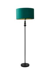 ValueLights Marissa Black Stacked Ball Floor Lamp with Velvet Drum with Gold Inner Shade in Bottle Green - thumbnail 6