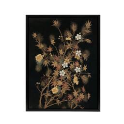 "Artery8 Japanese Autumn Flowers G A Audsley Black Framed Canvas Wall Art - Size: W12"" x H16""" - thumbnail 1