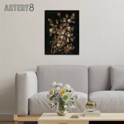 "Artery8 Japanese Autumn Flowers G A Audsley Black Framed Canvas Wall Art - Size: W12"" x H16""" - thumbnail 3