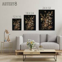 "Artery8 Japanese Autumn Flowers G A Audsley Black Framed Canvas Wall Art - Size: W12"" x H16""" - thumbnail 4