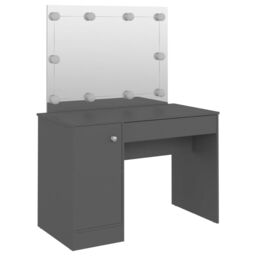Berkfield Home Makeup Table with LED Lights 110x55x145 cm MDF Grey - Size: 110 x 55 x 145 cm - thumbnail 5