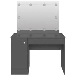 Berkfield Home Makeup Table with LED Lights 110x55x145 cm MDF Grey - Size: 110 x 55 x 145 cm - thumbnail 3