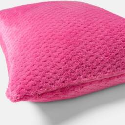 OHS 2 Pack of Waffle Fleece Square Cushion Covers in Bright Pink - Size: 45 cm x 45 cm - thumbnail 5