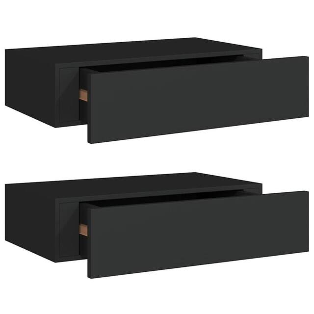 Berkfield Home Wall-mounted Drawer Shelves 2 pcs Black 40x23.5x10cm MDF - Size: 40x23.5x10 cm - image 1