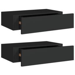 Berkfield Home Wall-mounted Drawer Shelves 2 pcs Black 40x23.5x10cm MDF - Size: 40x23.5x10 cm - thumbnail 1