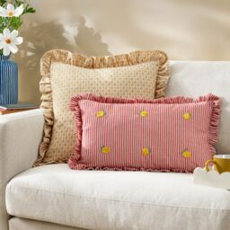 Furn Les Fruites Embroidered Ruffle Cushion in Red - Size: 30 cm x 50 cm - thumbnail 6