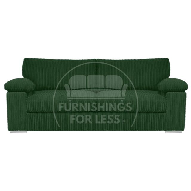 Furnishings For Less UK Delta Large Fabric 3 Seater Sofa With Padded Arms Jumbo Cord in Green - image 1