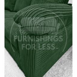 Furnishings For Less UK Delta Large Fabric 3 Seater Sofa With Padded Arms Jumbo Cord in Green - thumbnail 3