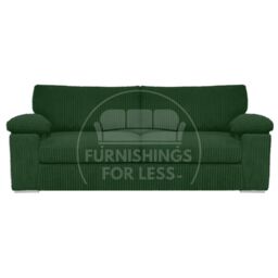 Furnishings For Less UK Delta Large Fabric 3 Seater Sofa With Padded Arms Jumbo Cord in Green