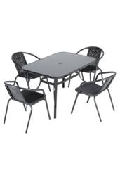 Garden Sanctuary Metallic Outdoor Garden 4-Seater Dining Bistro Set in Black - thumbnail 3