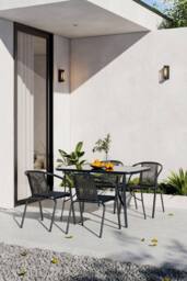 Garden Sanctuary Metallic Outdoor Garden 4-Seater Dining Bistro Set in Black - thumbnail 2