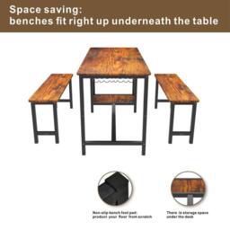 Abrihome Dining Table & Bench Set, 4-Person Dinette for Dining Room in Brown - Size: 4 Person - thumbnail 5