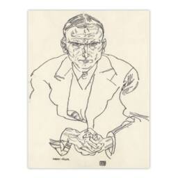 Artery8 Egon Schiele Framed Wall Art Print Robert Muller Line Art Portrait in Beige - Size: A4 - thumbnail 3