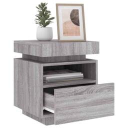 Berkfield Home Bedside Cabinets with LED Lights 2 pcs Grey Sonoma 40x39x48.5 cm - thumbnail 4