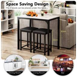 KORVIXA Dining Table Set 3-Piece Bar Table Set in White - Size: 100 cm - thumbnail 3