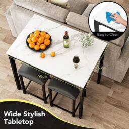 KORVIXA Dining Table Set 3-Piece Bar Table Set in White - Size: 100 cm - thumbnail 5