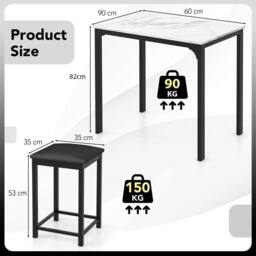 KORVIXA Dining Table Set 3-Piece Bar Table Set in White - Size: 100 cm - thumbnail 2