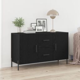 Berkfield Home Sideboard Black Oak 100x36x60 cm Engineered Wood - Size: 100 x 36 x 60 cm