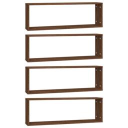 Berkfield Home Wall Cube Shelves 4 pcs Brown Oak 80x15x26.5 cm Engineered Wood - thumbnail 3