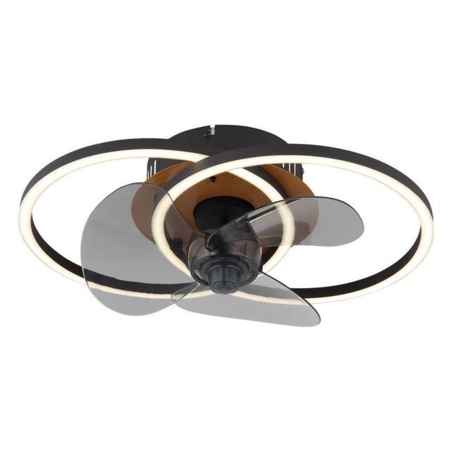Netlighting Karen Ceiling Fan Black 3 Blade 2x LED Dimmable 2700-6500K Remote - image 1