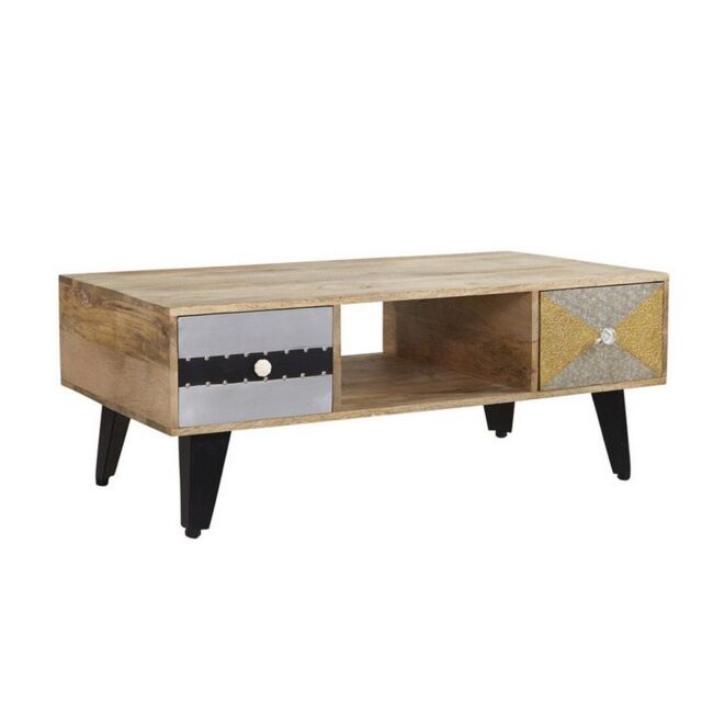 Indian Hub Sorio 2 Drawer Coffee Table - Wood - L40 x W110 x H45 cm in Brown - image 1