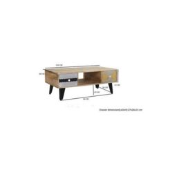 Indian Hub Sorio 2 Drawer Coffee Table - Wood - L40 x W110 x H45 cm in Brown - thumbnail 3