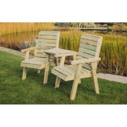 Churnet Valley Garden Furniture Ltd Clover Love Seat w/Tray - Min Assembly Required - Set of Cushions Incl in Brown - thumbnail 5