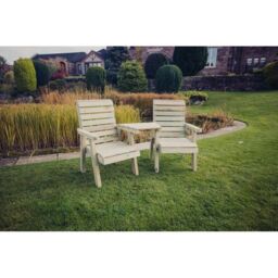 Churnet Valley Garden Furniture Ltd Clover Love Seat w/Tray - Min Assembly Required - Set of Cushions Incl in Brown - thumbnail 7