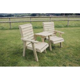 Churnet Valley Garden Furniture Ltd Clover Love Seat w/Tray - Min Assembly Required - Set of Cushions Incl in Brown - thumbnail 4