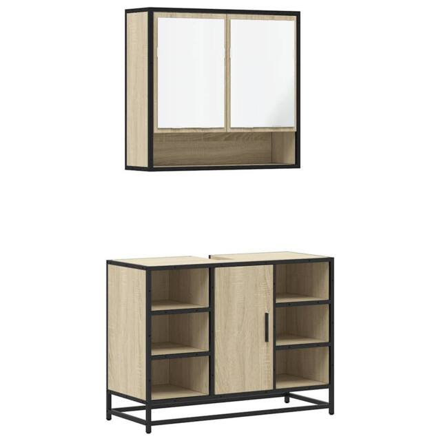 Berkfield Home 2 Piece Bathroom Furniture Set Sonoma Oak Engineered Wood in Brown - image 1