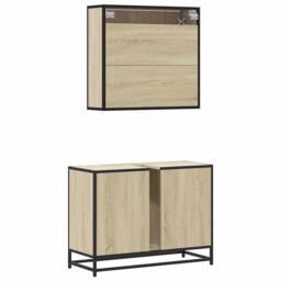 Berkfield Home 2 Piece Bathroom Furniture Set Sonoma Oak Engineered Wood in Brown - thumbnail 8