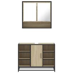 Berkfield Home 2 Piece Bathroom Furniture Set Sonoma Oak Engineered Wood in Brown - thumbnail 5
