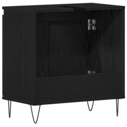 Berkfield Home Bathroom Sink Cabinet Black Oak 58x33x60 cm Engineered Wood - Size: 58 x 33 x 60 cm - thumbnail 8