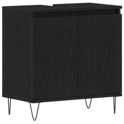 Berkfield Home Bathroom Sink Cabinet Black Oak 58x33x60 cm Engineered Wood - Size: 58 x 33 x 60 cm - thumbnail 2
