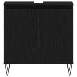 Berkfield Home Bathroom Sink Cabinet Black Oak 58x33x60 cm Engineered Wood - Size: 58 x 33 x 60 cm - thumbnail 6