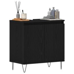 Berkfield Home Bathroom Sink Cabinet Black Oak 58x33x60 cm Engineered Wood - Size: 58 x 33 x 60 cm - thumbnail 3