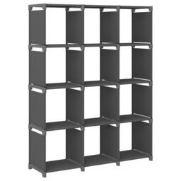 Berkfield Home 12-Cube Display Shelf Grey 103x30x141 cm Fabric - Size: 103 x 30 x 141 cm