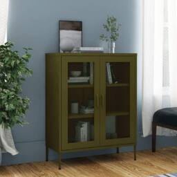 Berkfield Home Storage Cabinet Olive Green 80x35x101.5 cm Steel - thumbnail 2