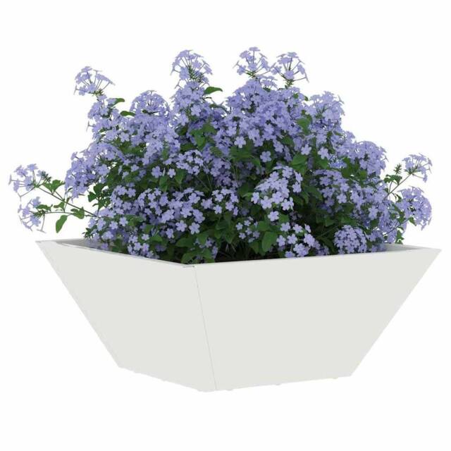 Berkfield Home White Garden Bowl Planter White 35x35x15 cm Steel - Size: 35 x 35 x 15 cm - image 1