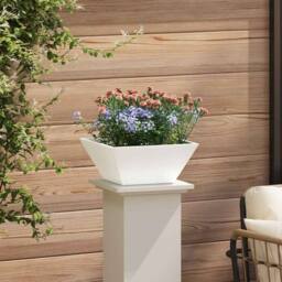 Berkfield Home White Garden Bowl Planter White 35x35x15 cm Steel - Size: 35 x 35 x 15 cm - thumbnail 4