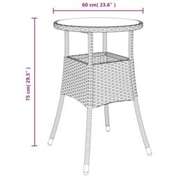 Berkfield Home Garden Table Ã˜60x75 cm Tempered Glass & Poly Rattan Beige - Size: 60x75 cm - thumbnail 6