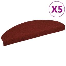 Berkfield Home Self-adhesive Stair Mats 5 pcs Red 65x21x4 cm Needle Punch - Size: Medium - thumbnail 2