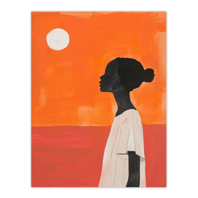 "Artery8 Wall Art Print Desert Sunset African Bold Painting Ochre Africa Poster in Orange - Size: W12"" x H16""" - image 1