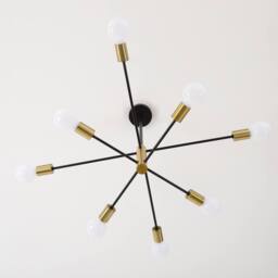 NIVOR 8 Light Sputnik Chandelier, Adjustable Black Gold Modern Pendant Light - thumbnail 8