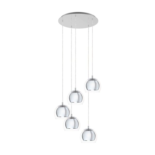 Loops Pendant Ceiling Light Colour Galvanised Chrome Shade Clear Glass Bulb E27 5x28W - image 1